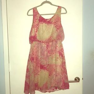 Anthropologie Feather print flowy summer dress